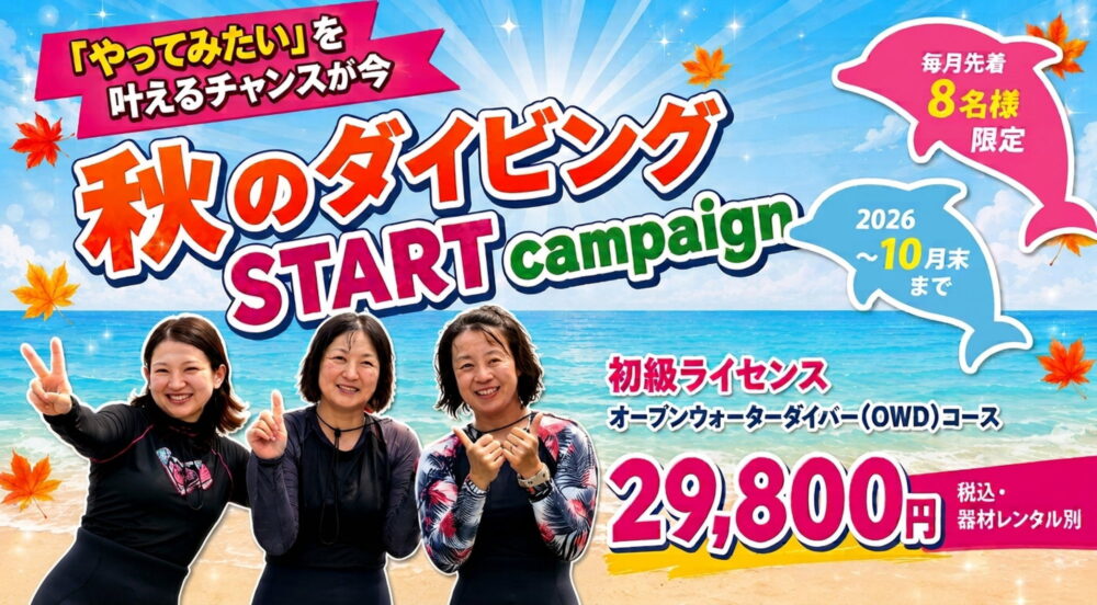 PADIオープンウォーターライセンス Cカード取得 キャンペーン 開催中